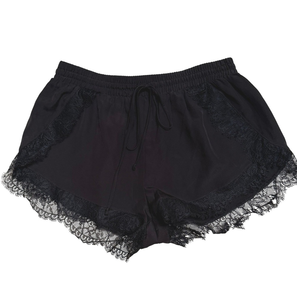 BCBGeneration Black Lace Trim Tap Shorts XS Drawstring Feminine Coquette Dainty